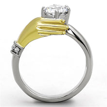 Load image into Gallery viewer, Womens Silver Ring Two-Tone IP Gold (Ion Plating) Stainless Steel Ring with AAA Grade CZ in Clear TK1324 - Jewelry Store by Erik Rayo

