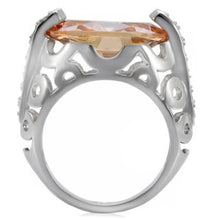Load image into Gallery viewer, Womens Silver Rings High polished (no plating) 316L Stainless Steel Ring with AAA Grade CZ in Champagne TK092 - Jewelry Store by Erik Rayo
