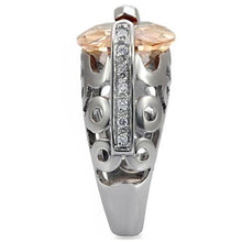 Load image into Gallery viewer, Womens Silver Rings High polished (no plating) 316L Stainless Steel Ring with AAA Grade CZ in Champagne TK092 - Jewelry Store by Erik Rayo
