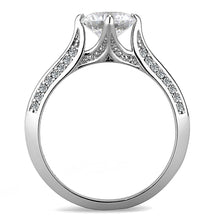Load image into Gallery viewer, Womens Silver Rings High polished (no plating) 316L Stainless Steel Ring with AAA Grade CZ in Clear DA036 - Jewelry Store by Erik Rayo
