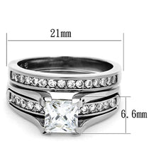 Load image into Gallery viewer, Womens Silver Rings High polished (no plating) 316L Stainless Steel Ring with AAA Grade CZ in Clear TK0W383 - Jewelry Store by Erik Rayo
