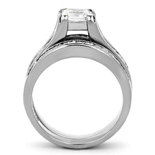 Load image into Gallery viewer, Womens Silver Rings High polished (no plating) 316L Stainless Steel Ring with AAA Grade CZ in Clear TK0W383 - Jewelry Store by Erik Rayo
