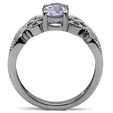 Load image into Gallery viewer, Womens Silver Rings High polished (no plating) 316L Stainless Steel Ring with AAA Grade CZ in Light Amethyst TK079 - Jewelry Store by Erik Rayo
