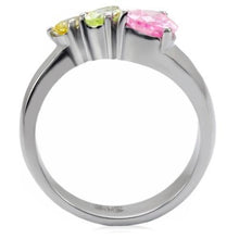Load image into Gallery viewer, Womens Silver Rings High polished (no plating) 316L Stainless Steel Ring with AAA Grade CZ in Multi Color TK091 - Jewelry Store by Erik Rayo
