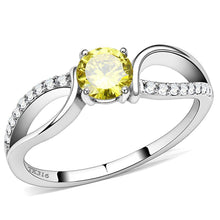 Load image into Gallery viewer, Womens Silver Rings High polished (no plating) 316L Stainless Steel Ring with AAA Grade CZ in Topaz DA005 - ErikRayo.com
