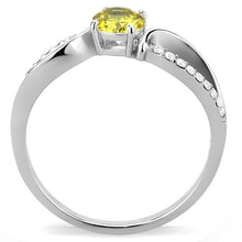 Load image into Gallery viewer, Womens Silver Rings High polished (no plating) 316L Stainless Steel Ring with AAA Grade CZ in Topaz DA005 - ErikRayo.com
