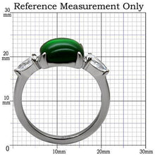 Load image into Gallery viewer, Womens Silver Rings High polished (no plating) 316L Stainless Steel Ring with Glass in Emerald TK087 - Jewelry Store by Erik Rayo
