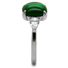 Load image into Gallery viewer, Womens Silver Rings High polished (no plating) 316L Stainless Steel Ring with Glass in Emerald TK087 - Jewelry Store by Erik Rayo
