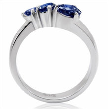 Load image into Gallery viewer, Womens Silver Rings High polished (no plating) 316L Stainless Steel Ring with Glass in Montana TK0F511 - Jewelry Store by Erik Rayo
