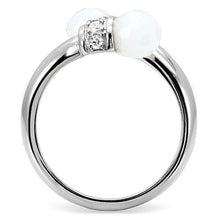 Load image into Gallery viewer, Womens Silver Rings High polished (no plating) 316L Stainless Steel Ring with Milky CZ in White TK101 - Jewelry Store by Erik Rayo
