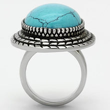 Load image into Gallery viewer, Womens Silver Rings High polished (no plating) 316L Stainless Steel Ring with Semi-Precious Turquoise in Sea Blue TK1022 - Jewelry Store by Erik Rayo
