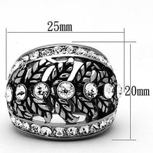 Load image into Gallery viewer, Womens Silver Rings High polished (no plating) 316L Stainless Steel Ring with Top Grade Crystal in Clear TK1015 - Jewelry Store by Erik Rayo
