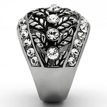 Load image into Gallery viewer, Womens Silver Rings High polished (no plating) 316L Stainless Steel Ring with Top Grade Crystal in Clear TK1015 - Jewelry Store by Erik Rayo
