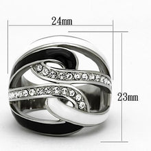 Load image into Gallery viewer, Womens Silver Rings High polished (no plating) 316L Stainless Steel Ring with Top Grade Crystal in Clear TK1018 - Jewelry Store by Erik Rayo

