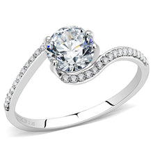 Load image into Gallery viewer, Womens Silver Rings High polished (no plating) Stainless Steel Ring with AAA Grade CZ in Clear DA023 - ErikRayo.com

