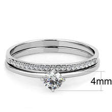 Load image into Gallery viewer, Silver Rings for Womens High polished (no plating) Stainless Steel Ring with AAA Grade CZ in Clear DA026 - Jewelry Store by Erik Rayo
