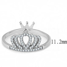 Load image into Gallery viewer, Womens Silver Rings High polished (no plating) Stainless Steel Ring with AAA Grade CZ in Clear DA040 - ErikRayo.com
