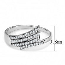 Load image into Gallery viewer, Womens Silver Rings High polished (no plating) Stainless Steel Ring with AAA Grade CZ in Clear DA043 - Jewelry Store by Erik Rayo
