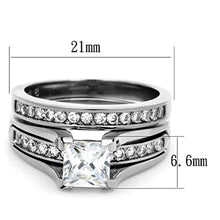 Load image into Gallery viewer, Silver Rings for Womens High polished (no plating) Stainless Steel Ring with AAA Grade CZ in Clear TK0W383 - Jewelry Store by Erik Rayo
