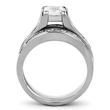 Load image into Gallery viewer, Silver Rings for Womens High polished (no plating) Stainless Steel Ring with AAA Grade CZ in Clear TK0W383 - Jewelry Store by Erik Rayo
