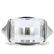 Load image into Gallery viewer, Silver Rings for Womens High polished (no plating) Stainless Steel Ring with AAA Grade CZ in Clear TK100 - Jewelry Store by Erik Rayo
