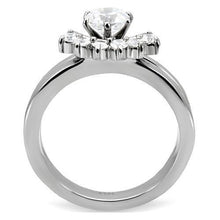 Load image into Gallery viewer, Silver Rings for Womens High polished (no plating) Stainless Steel Ring with AAA Grade CZ in Clear TK105 - Jewelry Store by Erik Rayo
