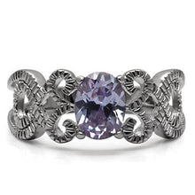 Load image into Gallery viewer, Silver Rings for Womens High polished (no plating) Stainless Steel Ring with AAA Grade CZ in Light Amethyst TK079 - Jewelry Store by Erik Rayo
