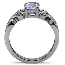 Load image into Gallery viewer, Silver Rings for Womens High polished (no plating) Stainless Steel Ring with AAA Grade CZ in Light Amethyst TK079 - Jewelry Store by Erik Rayo
