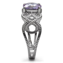 Load image into Gallery viewer, Silver Rings for Womens High polished (no plating) Stainless Steel Ring with AAA Grade CZ in Light Amethyst TK079 - Jewelry Store by Erik Rayo
