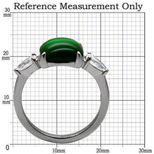 Load image into Gallery viewer, Silver Rings for Womens High polished (no plating) Stainless Steel Ring with Glass in Emerald TK087 - Jewelry Store by Erik Rayo
