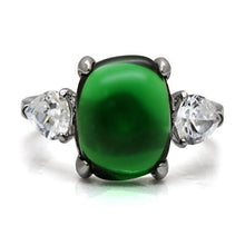 Load image into Gallery viewer, Silver Rings for Womens High polished (no plating) Stainless Steel Ring with Glass in Emerald TK087 - Jewelry Store by Erik Rayo
