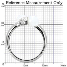 Load image into Gallery viewer, Womens Silver Rings High polished (no plating) Stainless Steel Ring with Milky CZ in White TK101 - Jewelry Store by Erik Rayo
