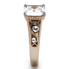 Load image into Gallery viewer, Womens Silver Rings Two-Tone IP Rose Gold 316L Stainless Steel Ring with AAA Grade CZ in Clear TK1059 - Jewelry Store by Erik Rayo
