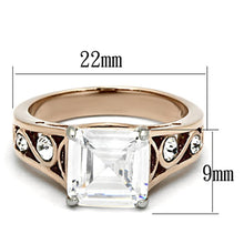 Load image into Gallery viewer, Silver Rings for Womens Two-Tone IP Rose Gold Stainless Steel Ring with AAA Grade CZ in Clear TK1059 - Jewelry Store by Erik Rayo
