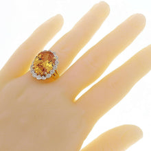Load image into Gallery viewer, Womens Solid 14k Yellow Gold 9.65ctw Citrine &amp; Diamond Oval Halo Ring Size 8.5 - Jewelry Store by Erik Rayo
