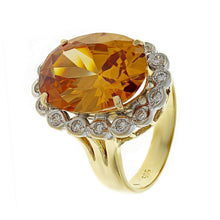Load image into Gallery viewer, Womens Solid 14k Yellow Gold 9.65ctw Citrine &amp; Diamond Oval Halo Ring Size 8.5 - Jewelry Store by Erik Rayo
