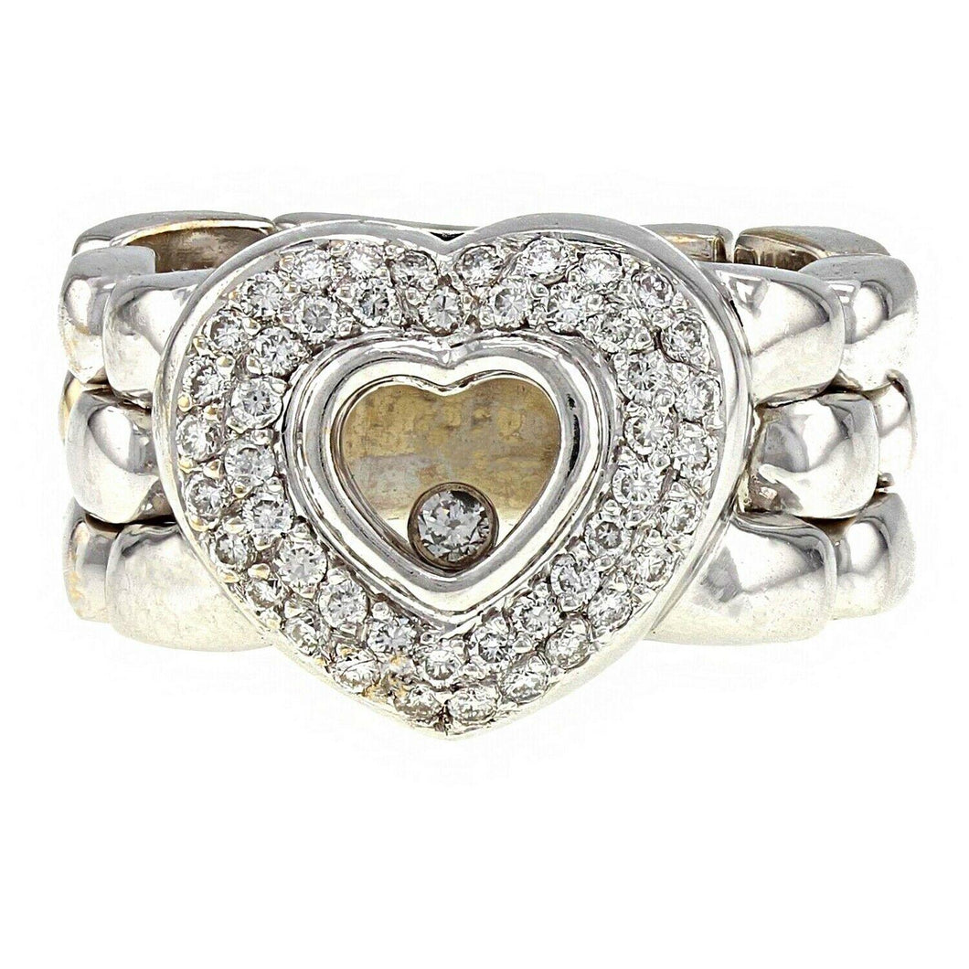 Womens Solid 18k White Gold 0.40ctw Diamond Floating Flexi-Link Fashion Ring Size 8 - ErikRayo.com