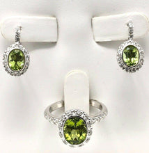 Load image into Gallery viewer, Womens Solid 18k White Gold Natural Diamond &amp; Peridot Drop Earrings &amp; Ring Size 7 Jewelry Set - Jewelry Store by Erik Rayo
