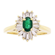 Load image into Gallery viewer, Womens Solid 18k Yellow Gold 0.75ctw Emerald &amp; Diamond Snowflake Petite Cluster Ring Size 6.5 - Jewelry Store by Erik Rayo
