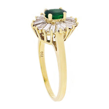 Load image into Gallery viewer, Womens Solid 18k Yellow Gold 0.75ctw Emerald &amp; Diamond Snowflake Petite Cluster Ring Size 6.5 - Jewelry Store by Erik Rayo
