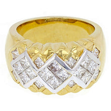 Load image into Gallery viewer, Womens Solid 18k Yellow Gold 1 1/2ctw Princess Cut Diamond Square Woven Ring Size 5.5 - Jewelry Store by Erik Rayo
