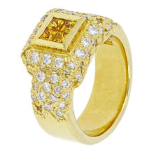 Load image into Gallery viewer, Womens Solid 18k Yellow Gold 1 1/4ctw Fancy Yellow &amp; White Diamond Encrusted Ring Size 6.5 - ErikRayo.com
