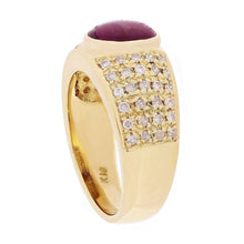 Load image into Gallery viewer, Womens Solid 18k Yellow Gold Ring 0.60ctw Star Ruby &amp; Diamond Vintage Band Size 9 - Jewelry Store by Erik Rayo
