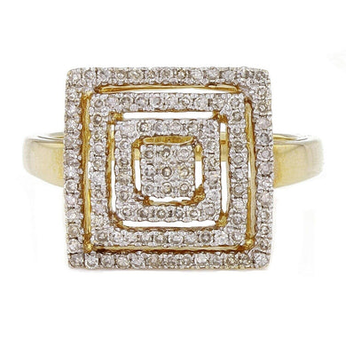 Womens Solid Gold Ring 10k Yellow Gold 0.49ctw Diamond Square Geometric Maze Ring Size 7 - Jewelry Store by Erik Rayo