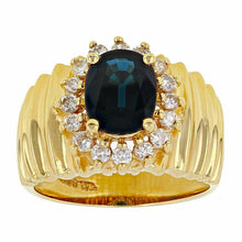 Load image into Gallery viewer, Womens Solid Gold Ring 14k Gold 0.36ctw Sapphire and Diamond Cluster Scalloped Ring Size 7 - Jewelry Store by Erik Rayo
