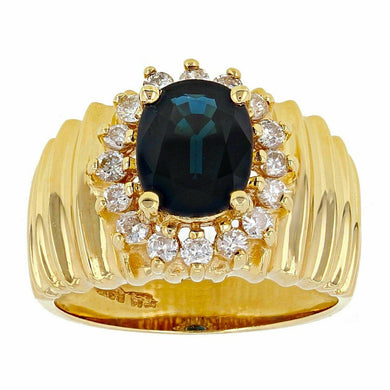 Womens Solid Gold Ring 14k Gold 0.36ctw Sapphire and Diamond Cluster Scalloped Ring Size 7 - Jewelry Store by Erik Rayo