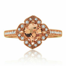 Load image into Gallery viewer, Womens Solid Gold Ring 14k Rose Gold 0.20ctw Morganite &amp; Diamond Flower - Jewelry Store by Erik Rayo
