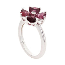 Load image into Gallery viewer, Womens Solid Gold Ring 14k White Gold 0.01ctw Rhodolite Garnet &amp; Diamond Heart Flower Ring Size 5 - Jewelry Store by Erik Rayo
