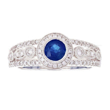 Load image into Gallery viewer, Womens Solid Gold Ring 14k White Gold 0.37ctw Sapphire &amp; Diamond Triple Row Engagement Ring Size 4 - Jewelry Store by Erik Rayo

