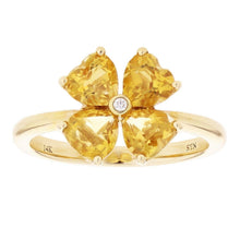 Load image into Gallery viewer, Womens Solid Gold Ring 14k Yellow Gold 0.01ctw Citrine &amp; Diamond Heart Flower Ring Size 6.75 - Jewelry Store by Erik Rayo
